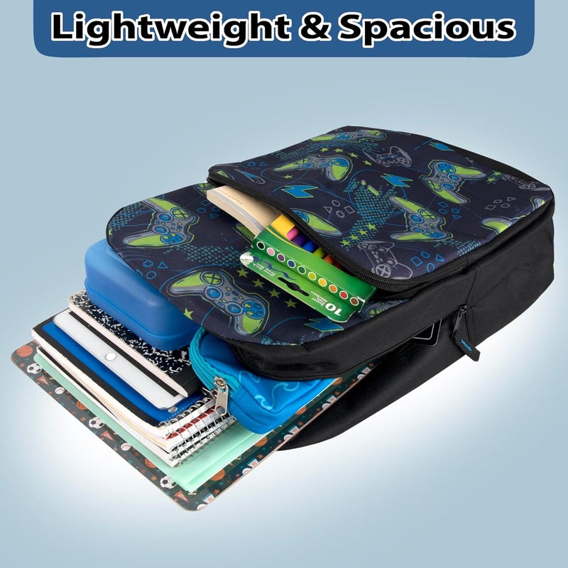 Trailmaker Fun School Backpack for Elementary Middle School Girls and Boys | 17 Inch Printed Backpacks for School Kids, Travel (You've Got Game) - Image 2